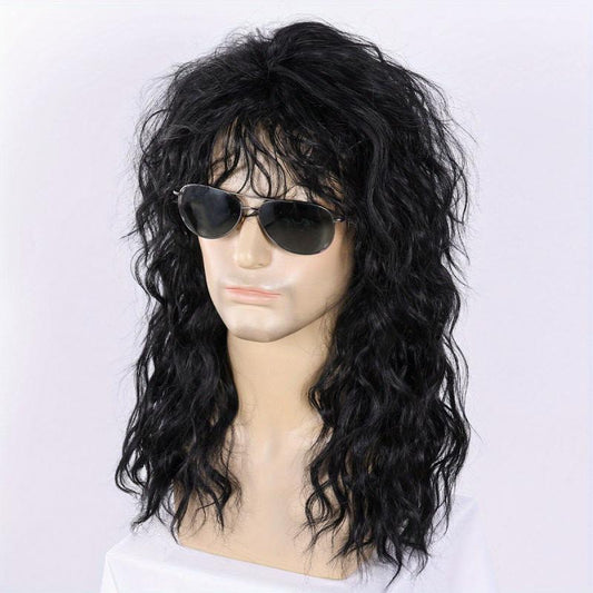 Men's Rocker Wig Synthetic Long Curly Hair Wig For Cosplay Party Halloween