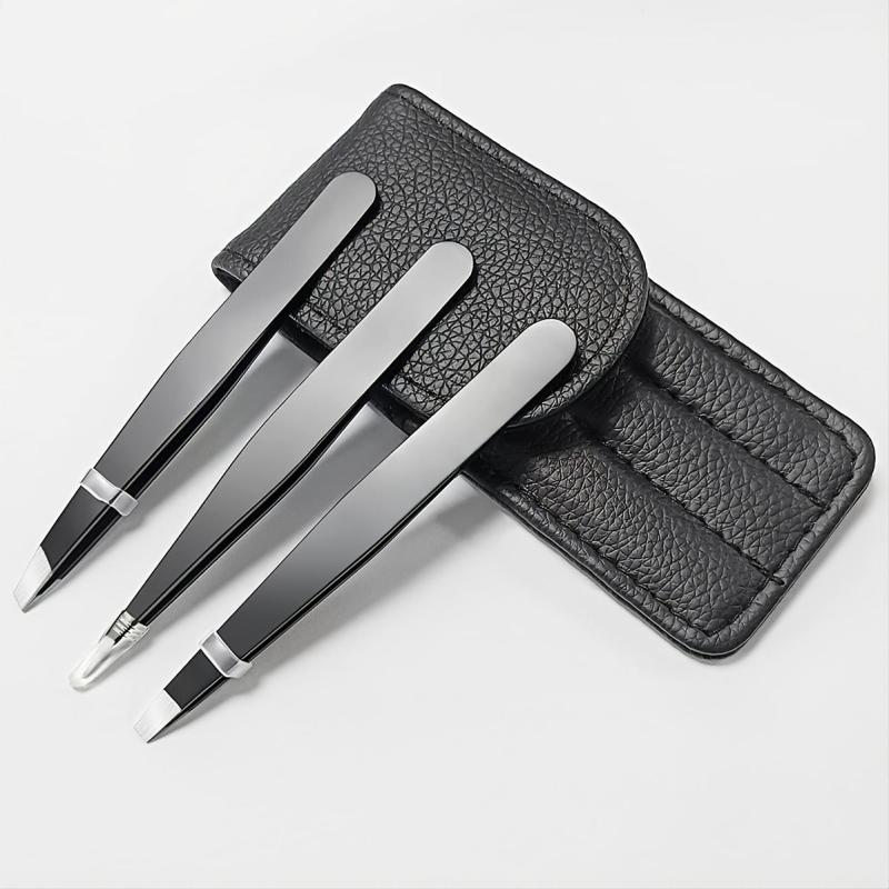 3pcs Stainless Steel Eyebrow Tweezers Set for Hair Removal