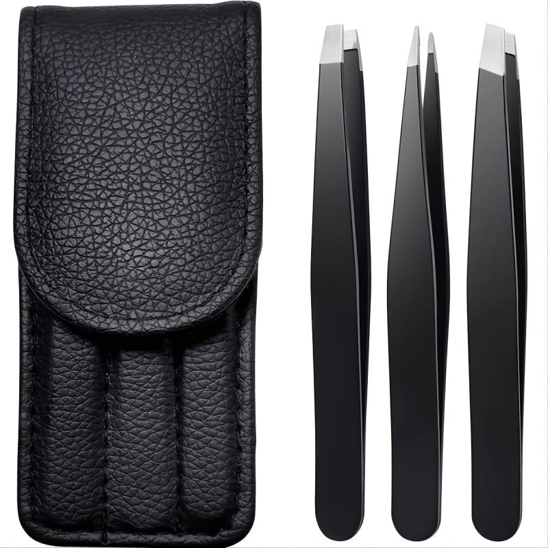 3pcs Stainless Steel Eyebrow Tweezers Set for Hair Removal