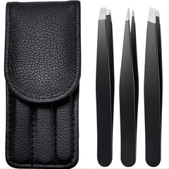 3pcs Stainless Steel Eyebrow Tweezers Set for Hair Removal