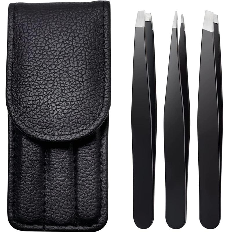 3pcs Stainless Steel Eyebrow Tweezers Set for Hair Removal