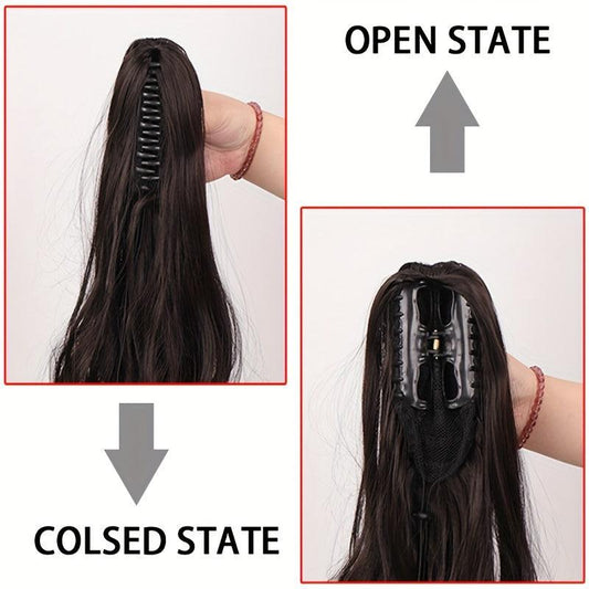 Long Curly Wavy Ponytail Extensions Synthetic Clip In Hair Extensions