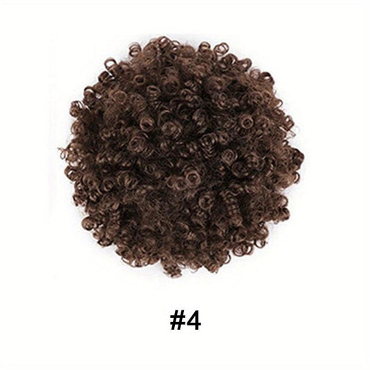 Kinky Curly Afro Puff Ponytail Hair Extension 1B 2