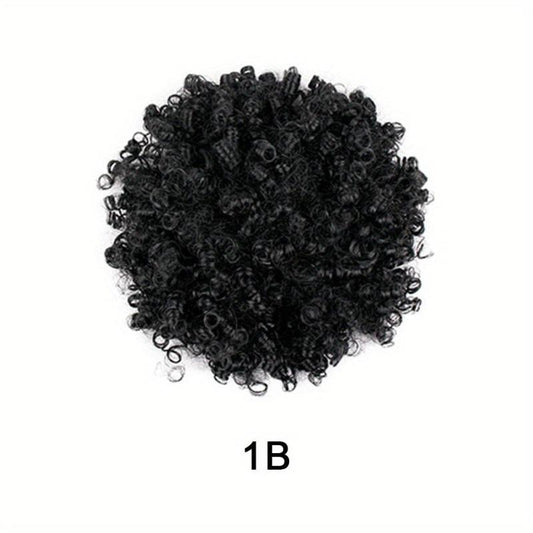 Kinky Curly Afro Puff Ponytail Hair Extension 1B 2