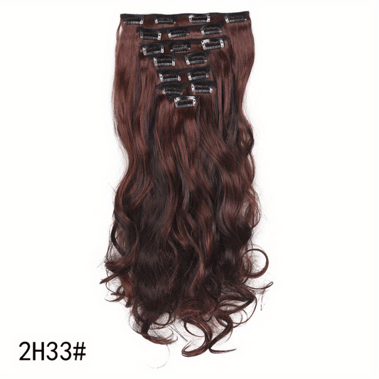 7pcs Long Curly Wavy Clip In Hair Extensions Synthetic Natural Daily Use