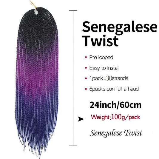 60 96 Cm Senegal Twist Crochet Hair Extensions 30 Strands Gradient Braid Hair
