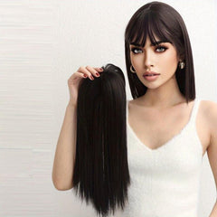 Women's Topper With Hair Bangs Clip On Topper With Bangs Ladies Hair Piece