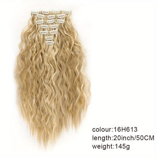 Long Wavy Hair Pieces Synthetic Clip In Extensions For Daily Use