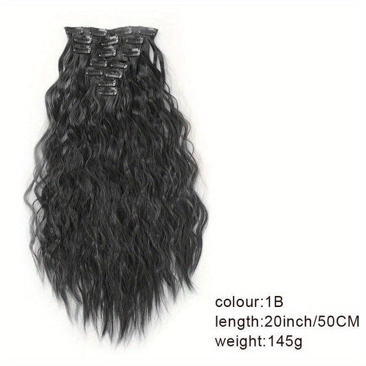 Long Wavy Hair Pieces Synthetic Clip In Extensions For Daily Use