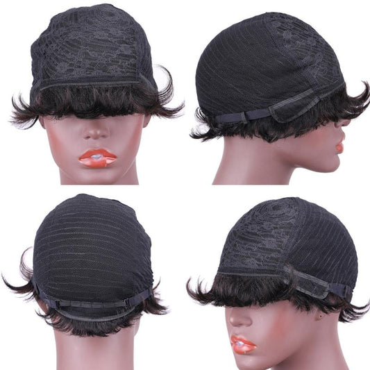 Short Pixie Human Hair Wigs Finger Wave Wig 100 Human Hair