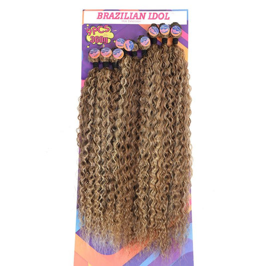 9 PCS Afro Curls Hair Bundles Set Soft Water Wave Hair Weft Weaving