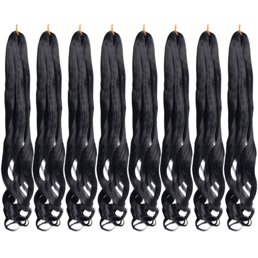 French Curly Hair Braid Extensions 55-88 cm Loose Wave Elastic Braid 75g