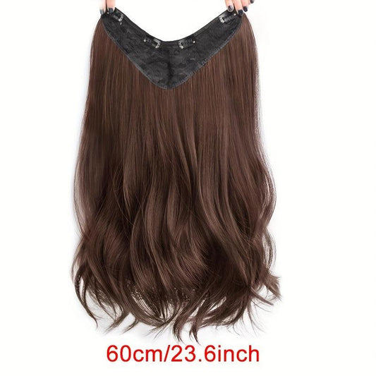 Invisible Half Wig Curly Hairpiece for Women Brown