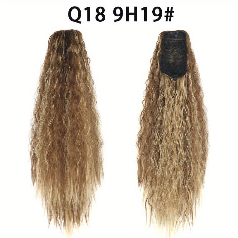 Synthetic Drawstring Ponytail Extension Long Curly Wavy Clip In 613 27