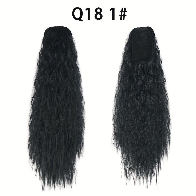 Synthetic Drawstring Ponytail Extension Long Curly Wavy Clip In 613 27