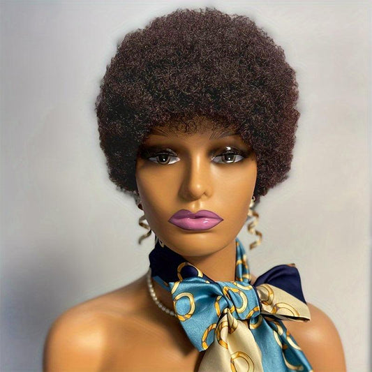 Short Kinky Afro Curly Human Hair Wigs