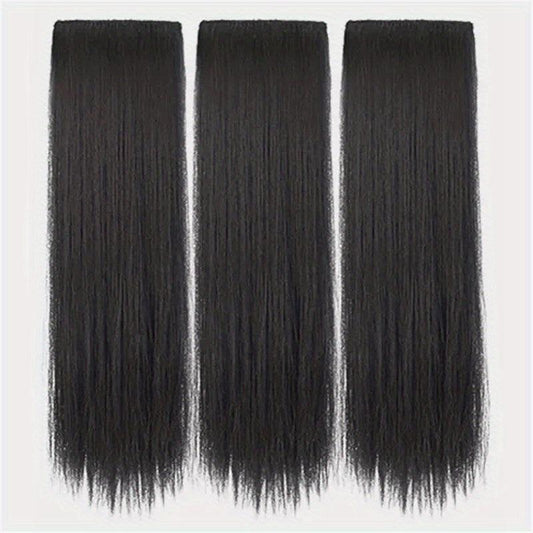 BRAID Thick Long Straight 3PCS Clip In Hair Extensions 50.8cm Pack of 3