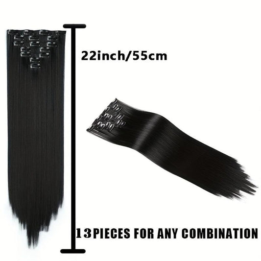 5 Pcs Synthetic Hair Long Straight Clip In Hair Extensions Hair Pieces
