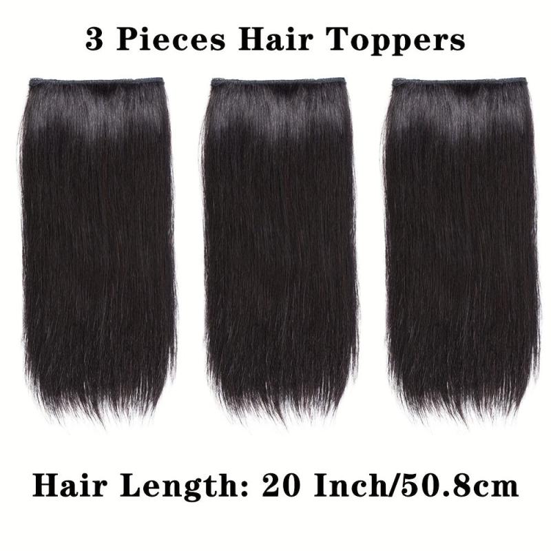 3pcs Hair Toppers Women Synthetic Clips Thinning Hair Dark Brown Hairpieces