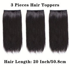 3pcs Hair Toppers Women Synthetic Clips Thinning Hair Dark Brown Hairpieces