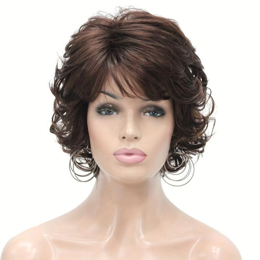 Short Wavy Curly Wig Synthetic Hair Full Wig 10 Inches Women's Daily Use