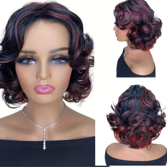 Short Wavy Curly Wig Synthetic Hair Full Wig 10 Inches Women's Daily Use