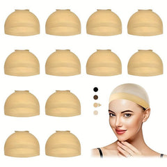 12pcs Lace Front Wig Cap Stocking Cap Elastic Breathable Invisible Wig Cap