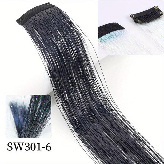 Y2K Tinsel Hair Extension 60 96 Cm Synthetic Clip In Hair Extensions Colored