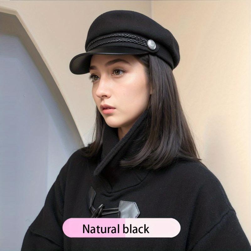 Women's Autumn Winter Flat Hat Head Hair Wig Hat