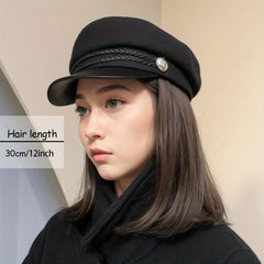 Women's Autumn Winter Flat Hat Head Hair Wig Hat
