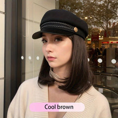 Women's Autumn Winter Flat Hat Head Hair Wig Hat