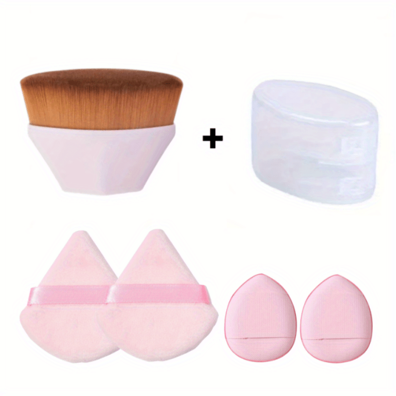 6pcs Face Makeup Brush & Puff Set Foundation Brush With Finger Puff