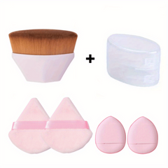 6pcs Face Makeup Brush & Puff Set Foundation Brush With Finger Puff