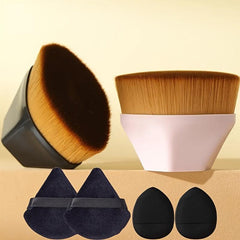 6pcs Face Makeup Brush & Puff Set Foundation Brush With Finger Puff