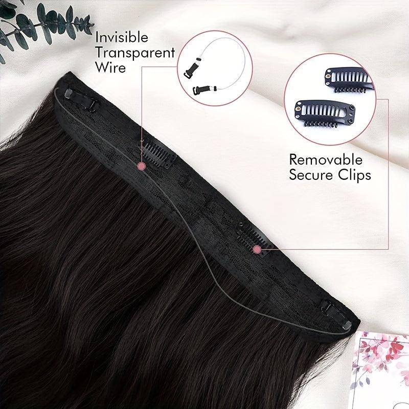 Wavy Synthetic Hair Extension Wire Adjustable Size 4 Clips