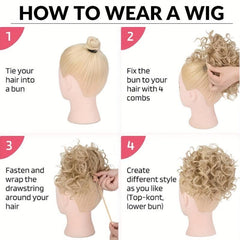 Blonde Afro Puff Hair Bun Chignon Short Drawstring Ponytail