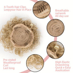 Blonde Afro Puff Hair Bun Chignon Short Drawstring Ponytail
