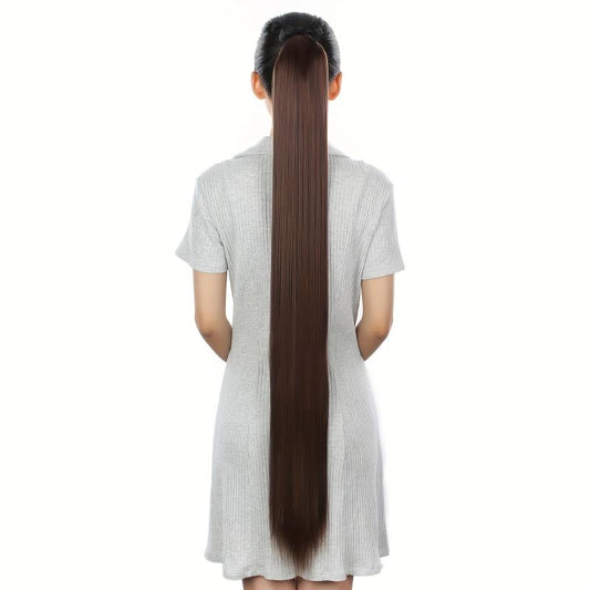 Straight Clip Hairpiece False Hair Ponytail Wig for Women