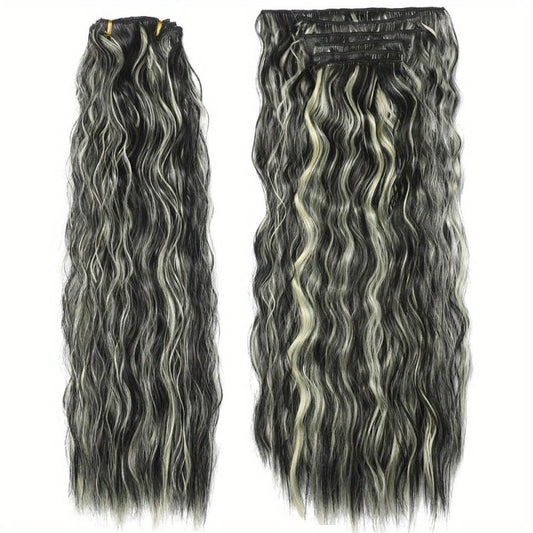 6Pcs Set 50 Long Culy Hairpiece 16 Clips In Hair Extension Synthetic Wavy Hair