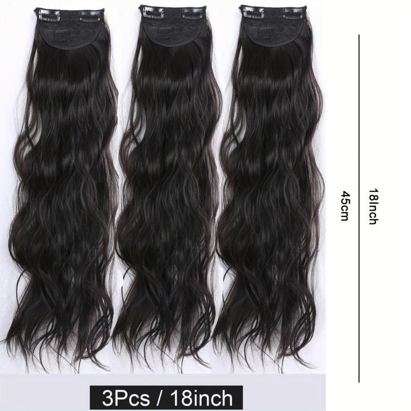Clip In Hair Extension Synthetic Curly Wavy Brown Hair Extensions