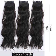 Clip In Hair Extension Synthetic Curly Wavy Brown Hair Extensions