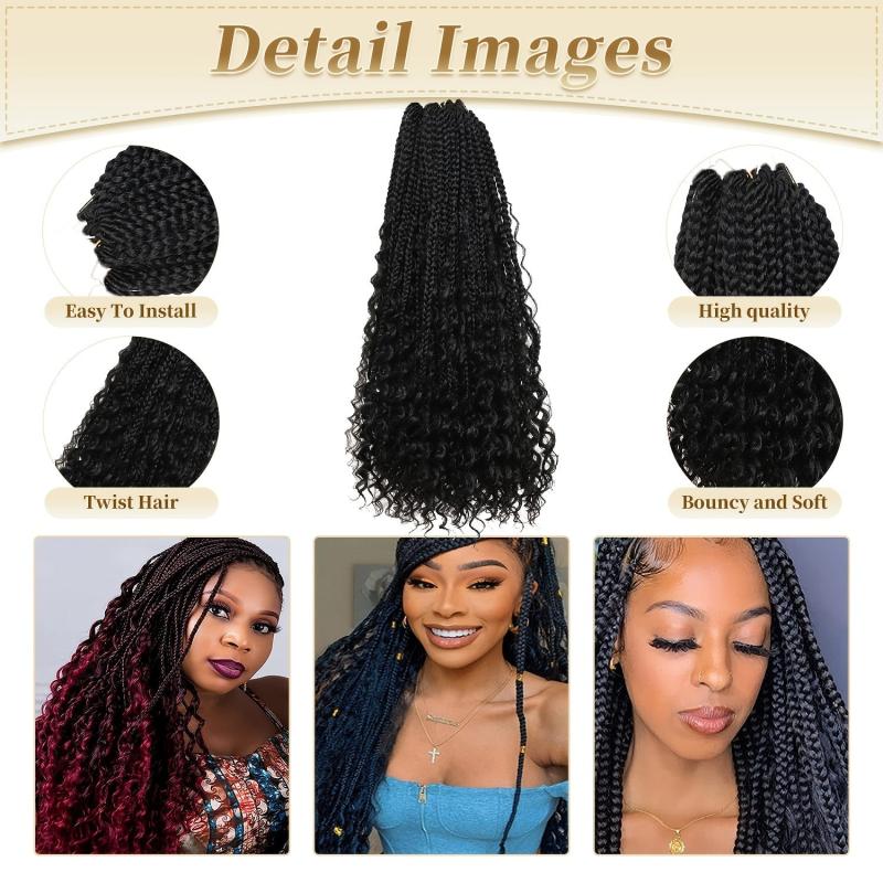 50 8 Cm Boho Box Braids Crochet Hair Pre-looped Synthetic Braiding Hair 1B