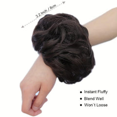 Messy Donut Hair Buns Updo Chignon with Elastic Hair Rope