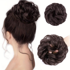 Messy Donut Hair Buns Updo Chignon with Elastic Hair Rope