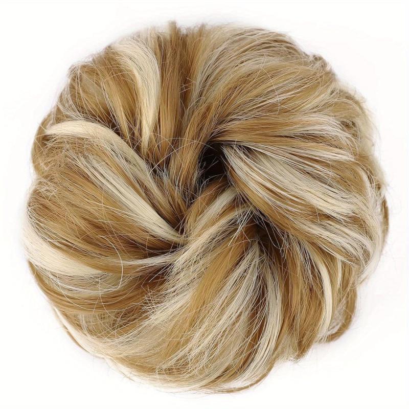 Messy Donut Hair Buns Updo Chignon with Elastic Hair Rope