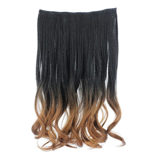 Wavy Clip In Hair Extensions 1 Piece Brown Blonde Ombre Curly Hairpiece