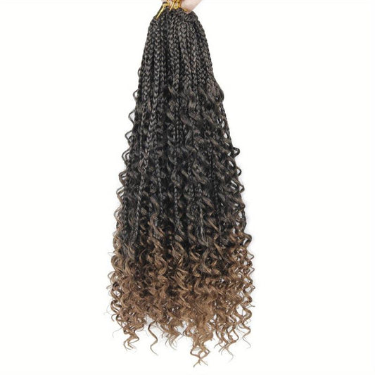 45 72 Cm Crochet Box Braids Extensions Curly Ends 3X Braids Ombre Hair For Women