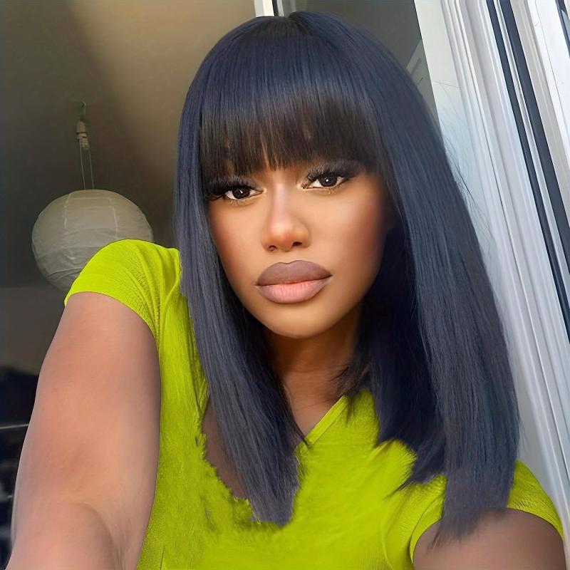 Short Bob Afro Wig with Bangs 12-14in
