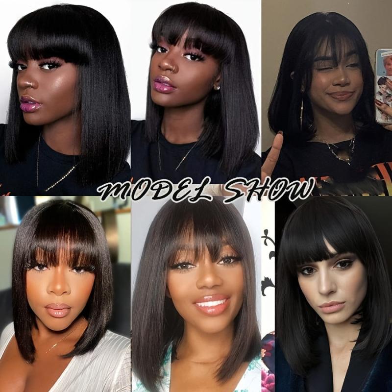 Short Bob Afro Wig with Bangs 12-14in