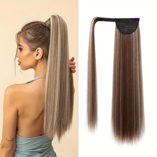Natural Look Long Straight Ponytail With Hair Tie